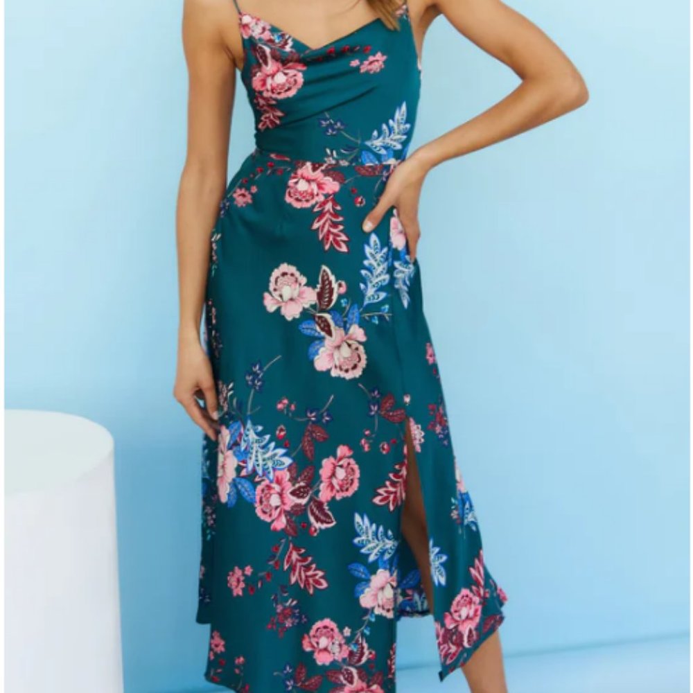 Hello Molly Green Floral Midi Dress (S)